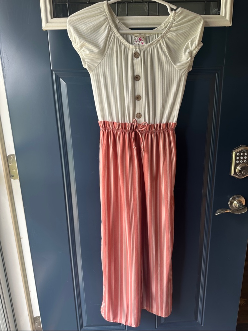 Cream Top Coral Pink Striped